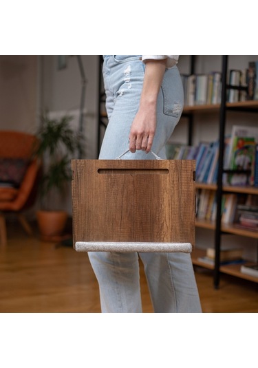 Eğim Ayarlanabilir Çekmeceli Mousepad Minderli Laptop Sehpası Ceviz