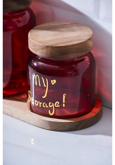 Pierre Akasya Kapaklı Kavanoz Seti Kırmızı