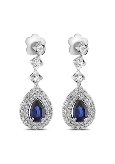 1.50 Karat Safir Pırlanta Küpe