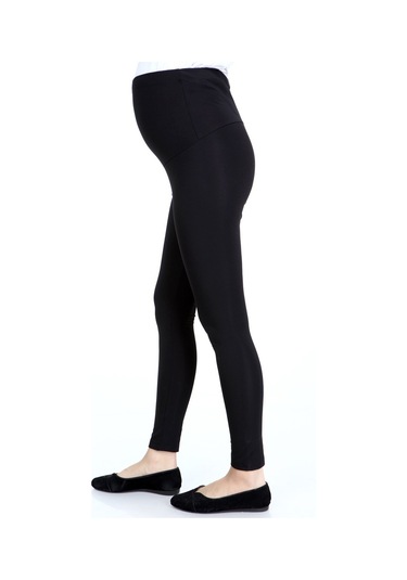 Luvmabelly Myrb8060 Termal İçi Şardonlu Sıcak Tutan Beli Ayarlanabilir Hamile Tayt-siyah