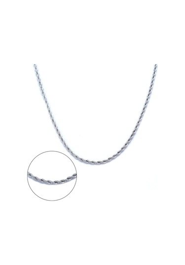 925 Ayar Gümüş Halat Model Burgulu Zincir Kolye 2,5 Mm