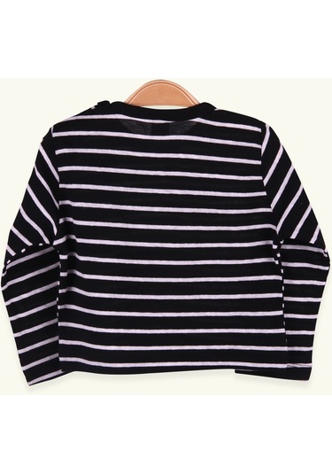 Breeze Erkek Bebek Uzun Kollu Tişört Patlı Çizgili 9 Ay-3 Yaş, Siyah-siyah Siyah