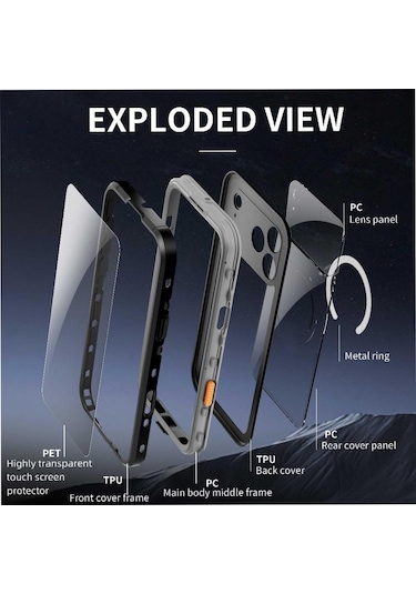 İphone Uyumlu 17 Pro Max İçin Su Geçirmez Kılıf Magnetik Kılıf Ekran Koruyucu İçinde Ip68 Su Geçirmez Tam 12ft Askeri Darbeye Dayanıklı