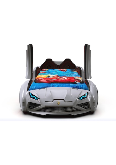 Lambo - Kapıları Açılır Arabalı Yatak - Koltuklu, Beyaz Tek Kişilik