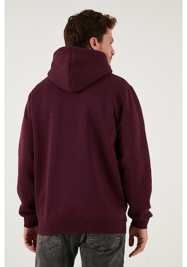 Buratti Regular Fit Kapüşonlu Kanguru Cepli Içi Tüylü Yumuşak Şardonlu Erkek Sweat 5905281 Vişne