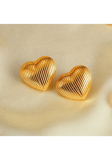 Sones Opk Ge907 1 Çift Vintage Kalp Küpe Geometrik Kişiselleştirilmiş Basit Paslanmaz Çelik Küpe