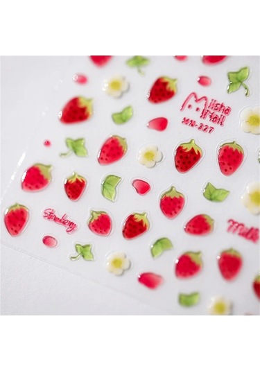 Flybuy 1 Adet 5d Kawaii Jöle Çilek Tırnak Etiketleri Karikatür Meyve Tasarımlar Ms483