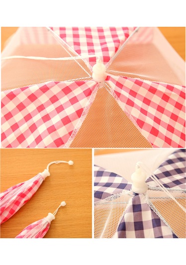 Gajeena Küçük Boy Bej Kutuplu Desenli Katlanabilir Gıda Koruması - Sinirli Metal Çubuklu Yoğun Ağızlı Kumaş - Ensektör Koruma - Mutfak, Kamp, Piknik İçin Tekrarlı Kullanım Kahverengi