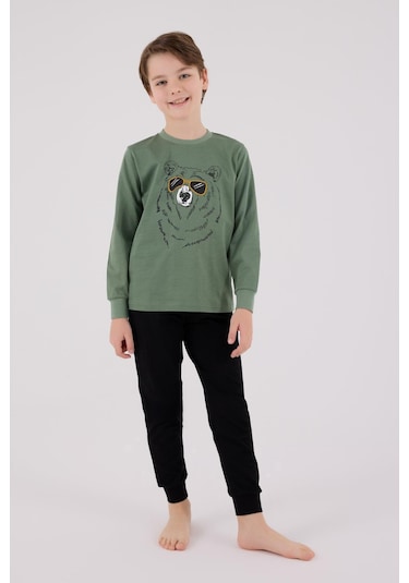 Rolypoly Erkek Çocuk Uzun Kol Pijama Takım K.yeşil-1737 Yeşil