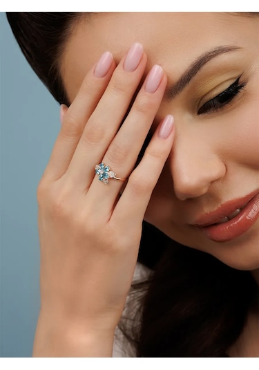 Veronika 925 Ayar Gümüş Altın Kaplama Çiçekli Yüzük 178641760 Altın