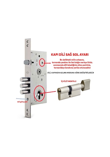 Hok Silindirli Cc 9001 Gömme Çelik Kapı Kilidi 3 Milli