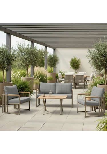 Fatsa 2+1+1+sehpa Bahçe Balkon Mutfak Takımı Gri