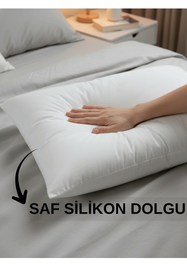 Beylini 2'li 600 Gr Pamuklu Silikon Yastık Yumuşak Rahat Antialerjik Makinede Yıkanabilir Pürüzsüz Yastık 50x70cm Beyaz