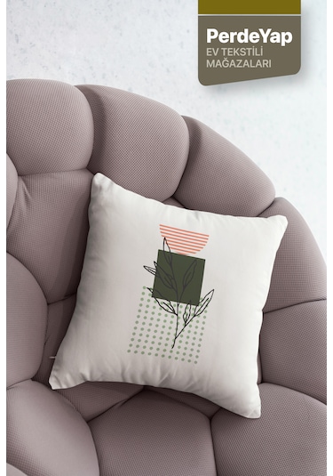 İnce Yaprak Çiçekler Ve Güneşin Uyumu Desenli 4lü Kırlent Kılıfı