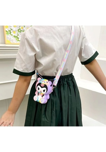 Snapbuy Silikon Mini Çocuk Çantası, Kuromi Tasarımlı, Çapraz Askılı Kuromi Renkli