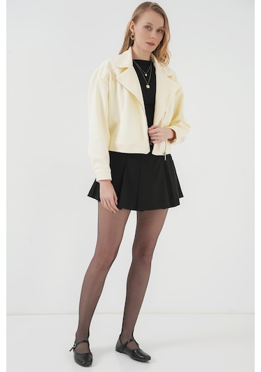 Bigdart 0717 Kadın Kısa Kaşe Ceket - Krem