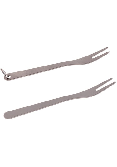 Homyl Saplı Titanyum Meyve Çatalı Açık Kamp Sofra Gümüş