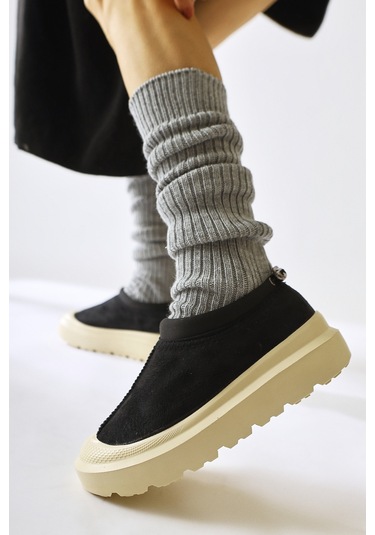 Katelyn Siyah Süet Kaplama Burunlu İçi Kürklü Ayakkabı 001