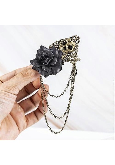 Vintage Kafatası Gül Püskül Zincir Broş Erkek Kadın, Punk Takım Elbise Kravat Yaka İğnesi, Gotik İğne, Yaka Zincir İğne Klipsi Erkek Arkadaş Hediyeleri Çok Renkli