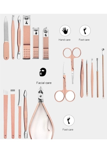 Cloody Çantalı Paslanmaz Çelik Manikür Pedikür Seti 18'li