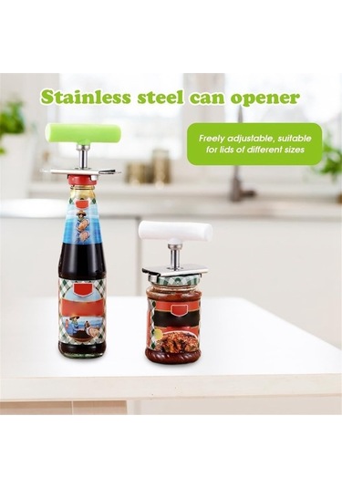 Moly Zayıf Eller İçin Kolay Ayarlanabilir Tutacaklı Kavanoz Açacağı A Yeşil Paslanmaz Çelik Yeşil