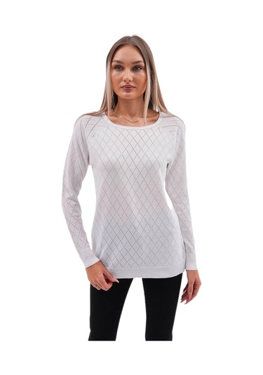 Kadın Baklava Dilimi Desenli Kazak 12781 Bgl-st04110 beyaz