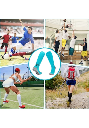 Konesam Uzun Kollu Antibakteriyel Slip Engelleme Spor Çorabı Futbol Basketbol Yoga İçin Erkek Kadın Evrensel Beyaz