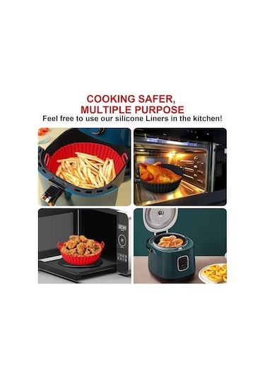 Gri 22/24 Cm Yuvarlak Silikon Hava Fritöz Pişirme Sepeti Astarı Airfryers  20 Cm