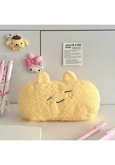 Sevimli Peluş Kalem Kutusu, Şık Ve Kullanışlı Tasarım, Geniş Depolama Alanına Sahip Çok Amaçlı Okul Ve Ofis Çantası Sarı