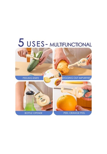 Ulzyvf Taşınabilir Soyucu, Soyucu Şişe Seyahat, Seyahat Sebzesi Sebze Portakal Paslanmaz Mutfak, Mutfak Meyve Meyve Kapak, Kamp İçin Fonksiyonlu Çok Çelik Bıçak Bıçağı Ara Açık Açıcı 5'te 1 Cv