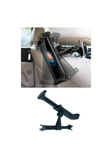 Oto Koltuk Arkası Telefon Tablet Tutucu Ayarlanabilir 360 Derece Dönebilen Pratik Stand Siyah