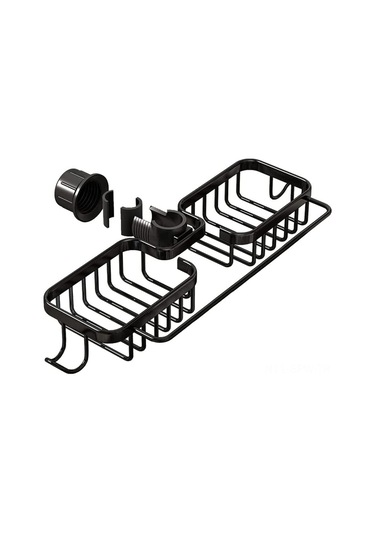 Maiyame Banyo Ve Mutfak Faucet Rakusu - Paslanmaz Çelik Sulama Organizerı, Sponge Sabun Tutucu, Boşluk Tasarrufu, Kurutma Özelliği Siyah