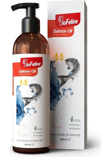 Biofeline Salmon Oil Kedi ve Köpekler İçin Omega 3 ve 6 Desteği 200 ML