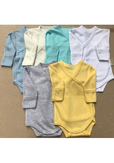 Özdemirlitekstil Bebelino Çıtçıtlı Body Kruvaze (6'Lı Paket) Çok Renkli