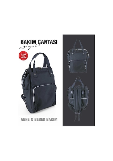Tommybaby Anne Bebek Bakım Sırt Çantası Biberon Termoslu Sıvı Geçirmez Bebek Çantası Gri