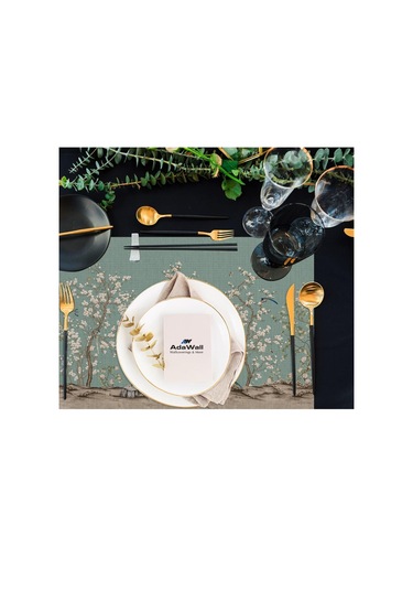 Yeşil Kuşlu Bahçe Kumaş Amerikan Servis 4'lü Set 35X50CM Çok Renkli