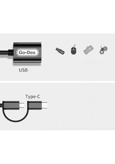 Go Des GD-CT033 2 in 1 USB 3.0 to Micro / Type-C OTG Dönüştürücü Çevirici Tak & Çalıştır - ZORE-257768