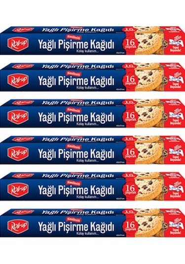 Roll-Up Kesilmiş Yağlı Pişirme Kağıdı 16 Yaprak 6'lı Kutu Set