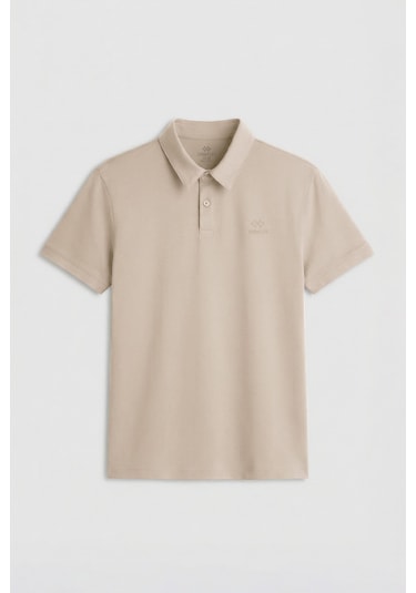 Bej Standart Kalıp Basic Polo Yaka Erkek T-shirt - 87748 Bej