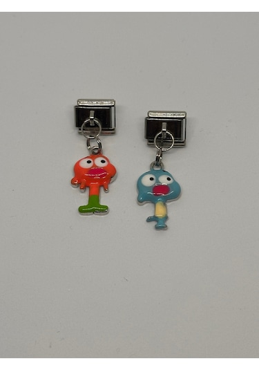 Gumball Ve Darwin İtalyan Bileklik Charmı Seti 2 Adet Çok Renkli