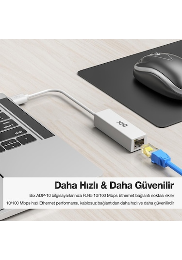 Bix ADP-10 USB 2.0 To Rj45 100 Mbps Ethernet Dönüştürücü Adaptör