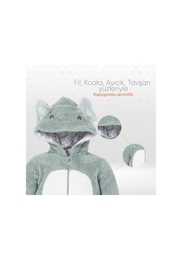 Gezenbebe Hero Kahraman Kapüşonlu Welsoft Bebek Tulum Gri
