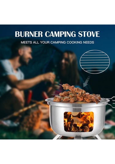 Yaleker Çelik Paslanmaz Dört İşlevli Taşınabilir Kamp Mangalı - Izgara, Kaynatma, Pişirme, Kavurma İçin Taşınabilir Outdoor Aleti Çok Renkli