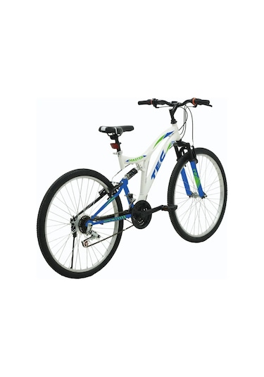 Belderia Tec Master 26 Jant 21 Vites Çift Amortisörlü Dağ Bisikleti 48 Cm Beyaz / Mavi Siyah - Yeşil