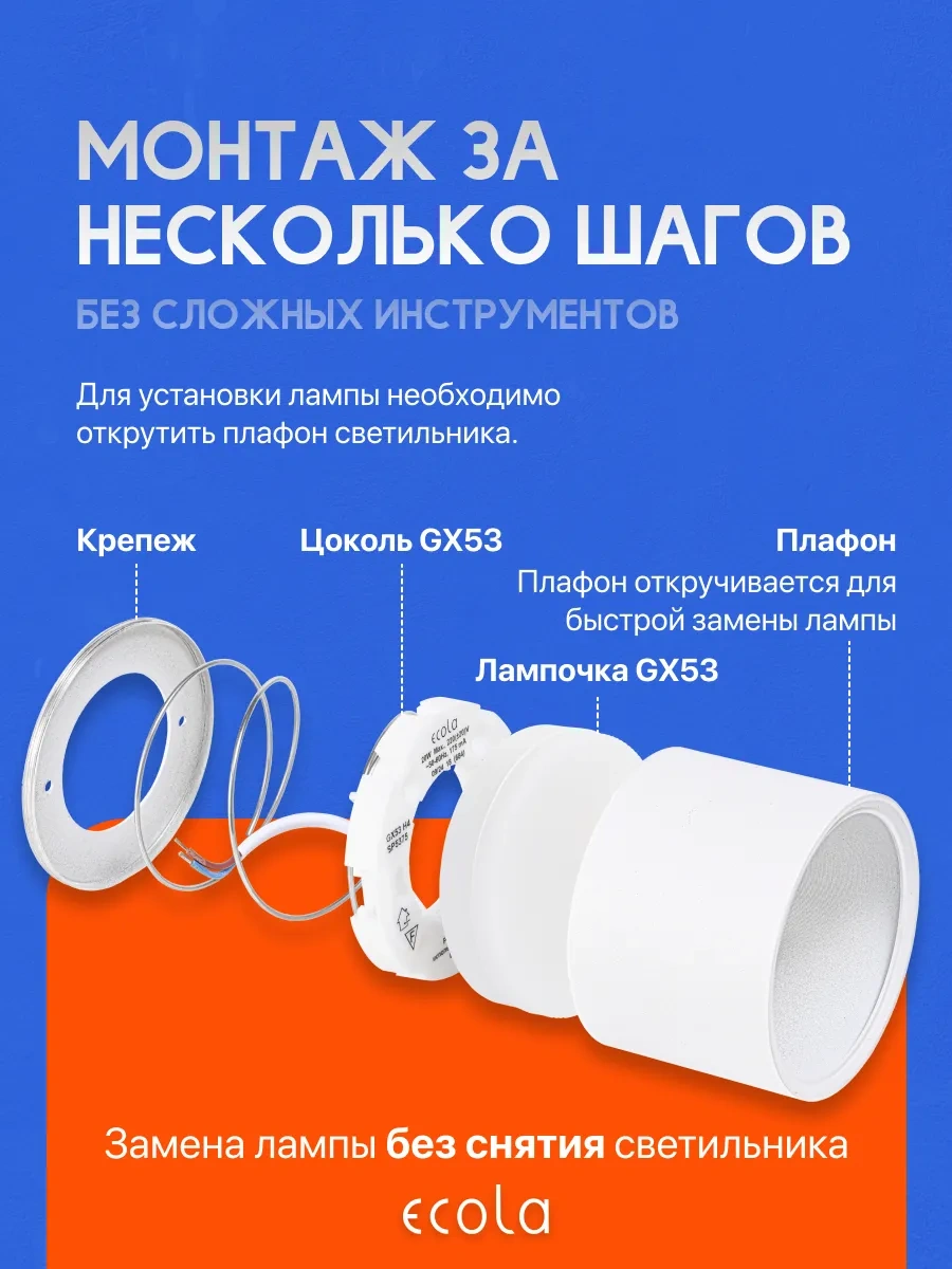 Ecola Gx53 Tavan Yapışkanlı Spot Aydınlatma 238399381 Beyaz