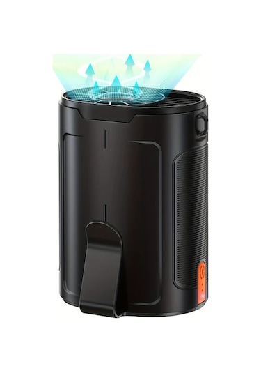 Boatshop1 2025 Aı Siyah Taşınabilir Fan 6600rpm 4 Hız Şarj Edilebilir 25 Saat Çalışma Bel Ve Boyun Fanı Kamp İş Yeri Açık Hava