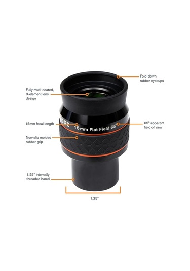 Celestron Ultima Edge - 15 Mm Düz Alan Mercek - 1,25 Inç