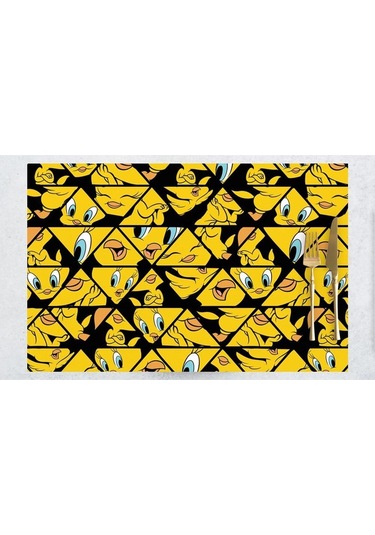 Tweety Face Kumaş Amerikan Servis 4'lü Set 35x50cm Warner Bros Lisanslı Ürün, Keten Kumaş Çok Renkli