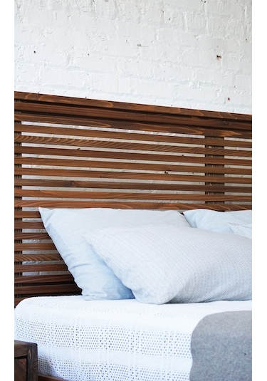 Ahşap Yatak Başlığı Ceviz Renk 2 Mt X 60 Cm + 2 Adet Raf