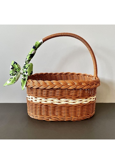 Dianziye Küçük Plastik Simli Sepet - 27x18x14 Cm, İçindekiler Saklama, Piknik & Hediye, Ins Stili, Taşınabilir Tutamaklı